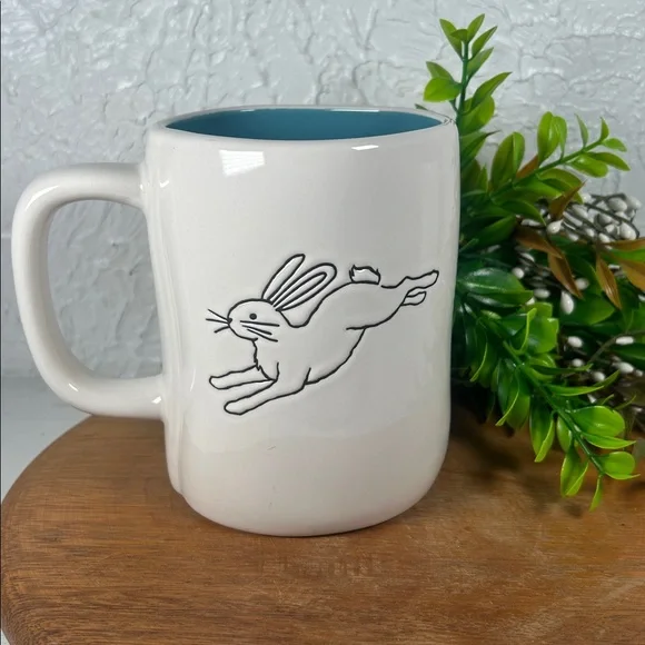 Rae Dunn Hoppy Easter Mug with Bunny White Blue 18 Oz Easter Drink Large Mug - Picture 4 of 12